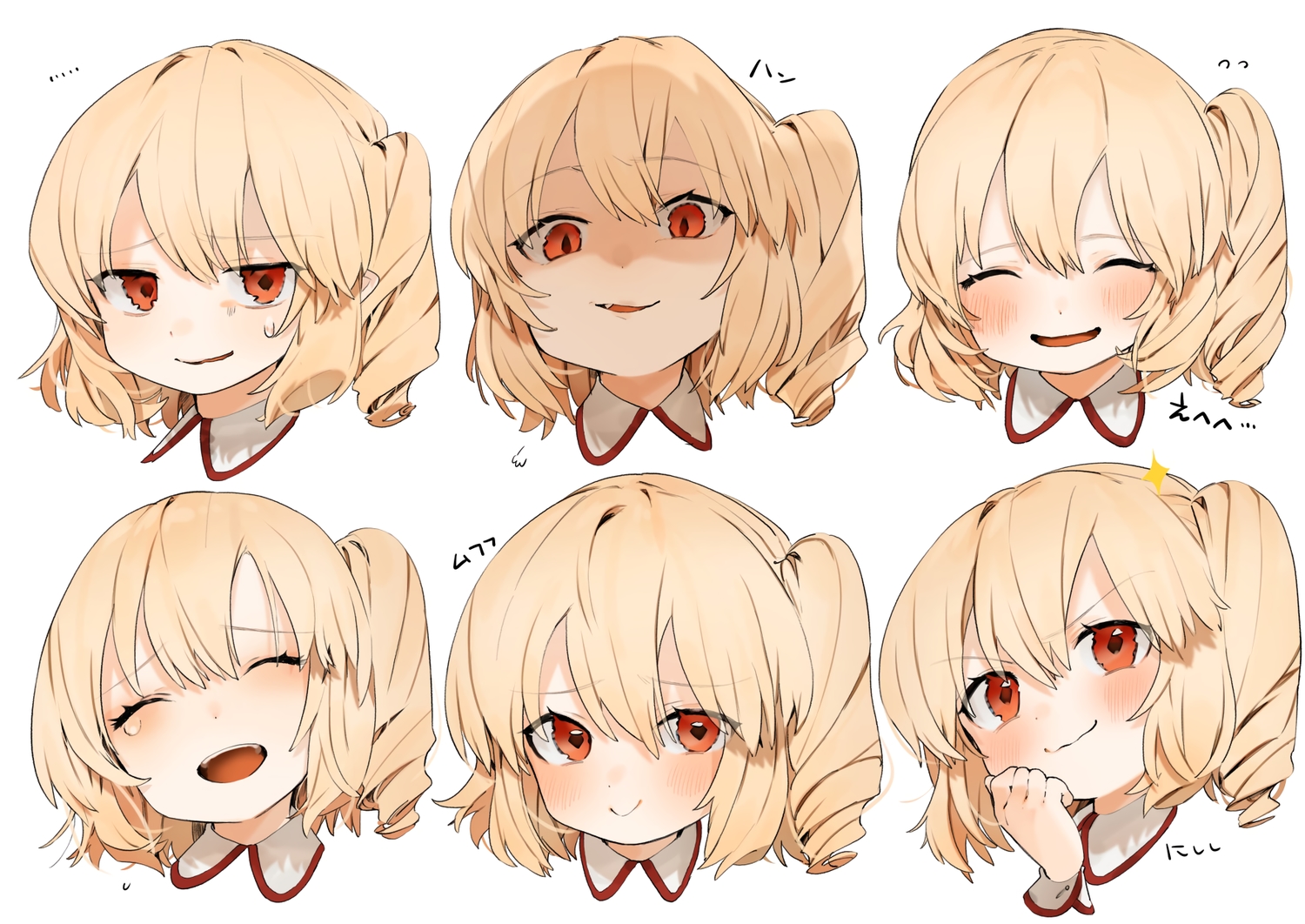 blonde_hair, blush, fang, flandre_scarlet, gotoh510, ponytail, red_eyes, short_hair, touhou, vampire, white