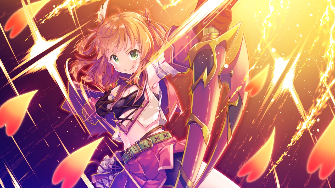 blush, bow_(weapon), garter_belt, gloves, green_eyes, inosaki_rino, masaki_kei, navel