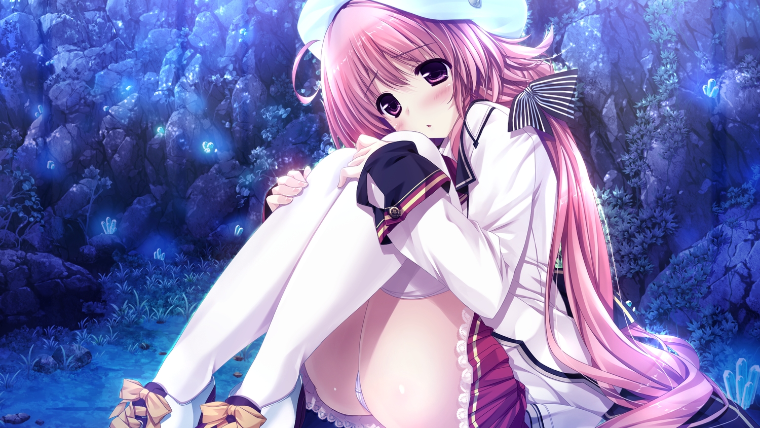 blush, bow, clochette, game_cg, hat, kokorone=pendulum!, komachiya_nazuna, long_hair
