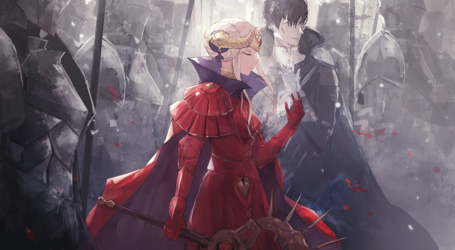 armor, black_hair, blonde_hair, cape, edelgard_von_hresvelg, fire_emblem, horns, male