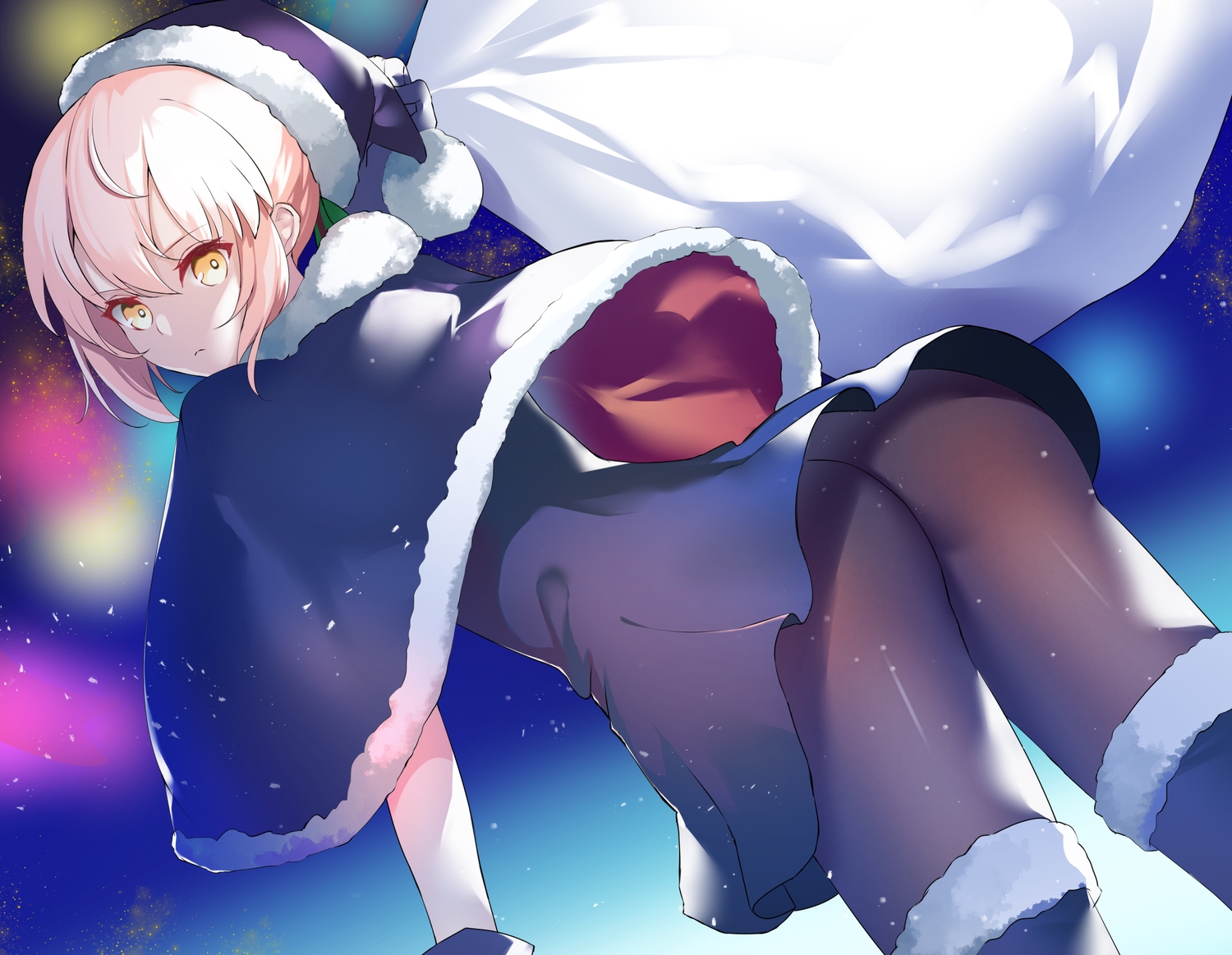 artoria_pendragon_(all), ass, blonde_hair, cape, christmas, dress, fate/grand_order, fate_(series)