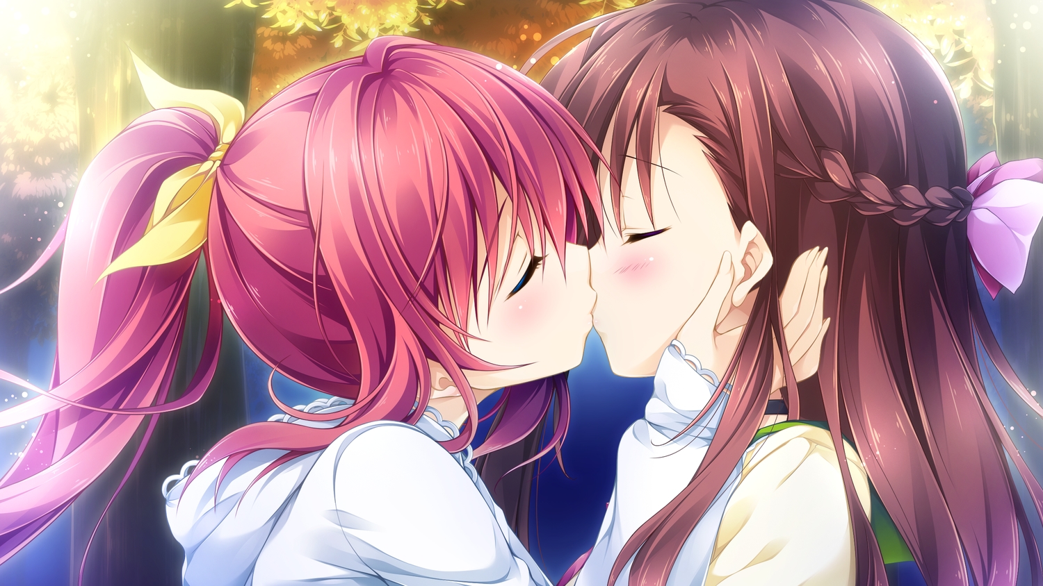 asakura_chihiro, ensemble_(company), game_cg, kiss, long_hair, male, natsume_akari, otoko_no_ko, otome_ga_irodoru_koi_no_essence, red_hair, tagme_(artist)
