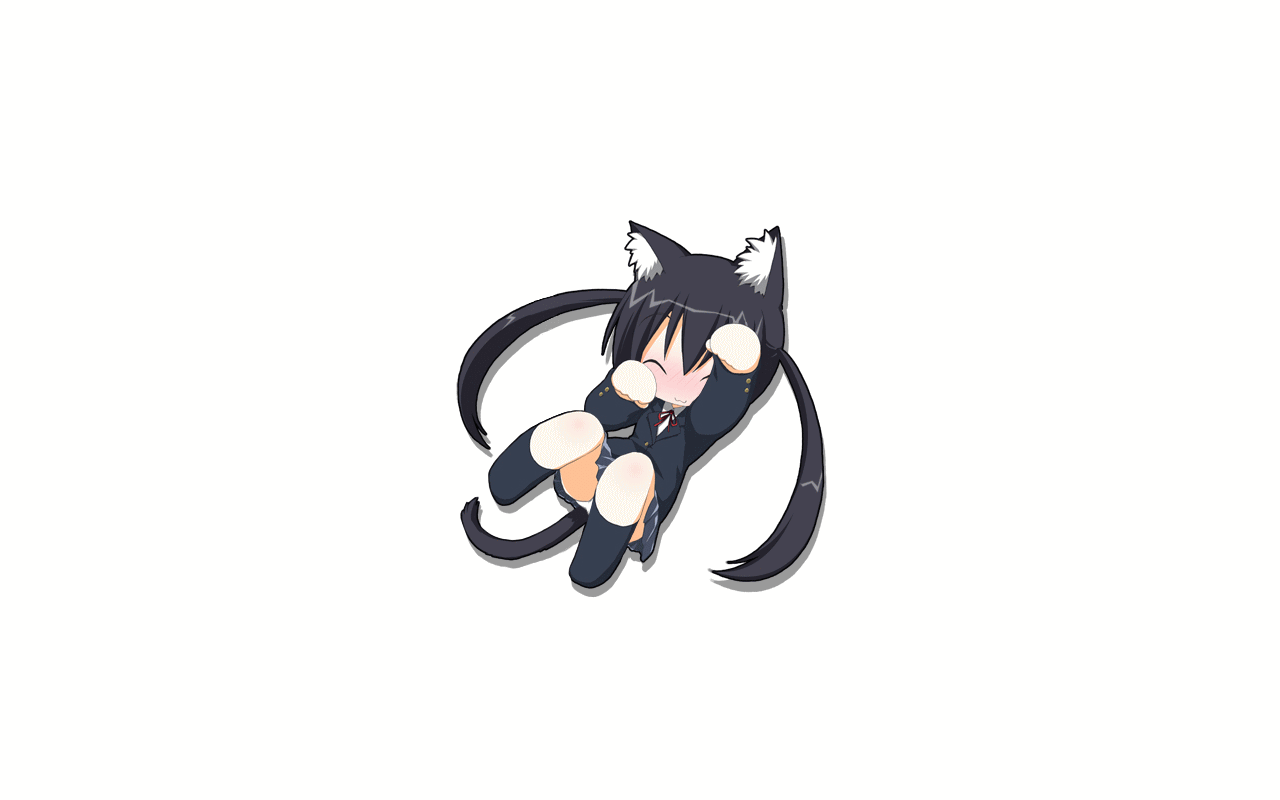 animal_ears, animated, catgirl, chibi, kohinata_sora, k-on!, nakano_azusa, school_uniform, tail, white