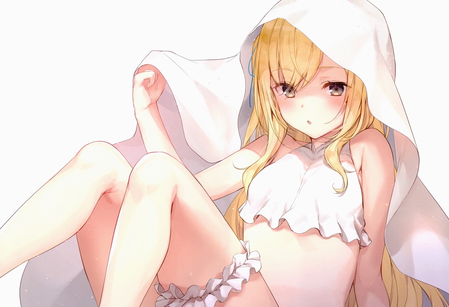 blonde_hair, komeshiro_kasu, long_hair, original, scan, white, yellow_eyes