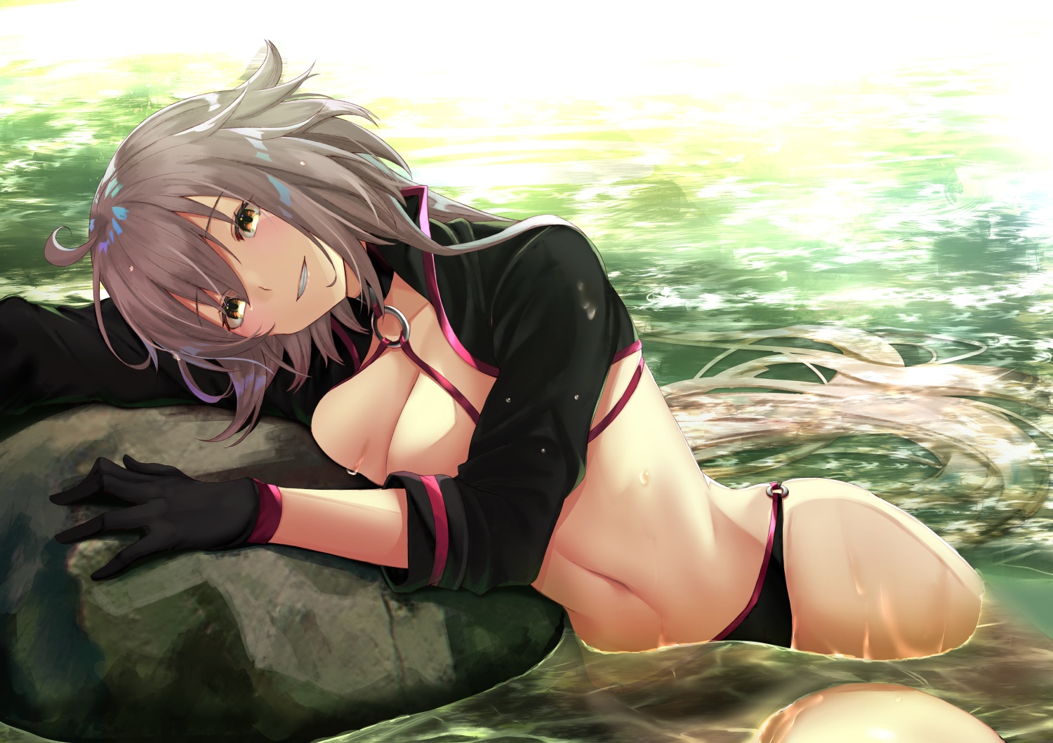 bikini, bikini_top, breasts, cleavage, fate/grand_order, fate_(series), gakuon_(gakuto), gloves