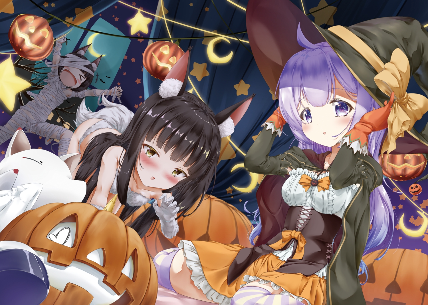 animal_ears, anthropomorphism, azur_lane, black_eyes, blush, bow, cape, cosplay