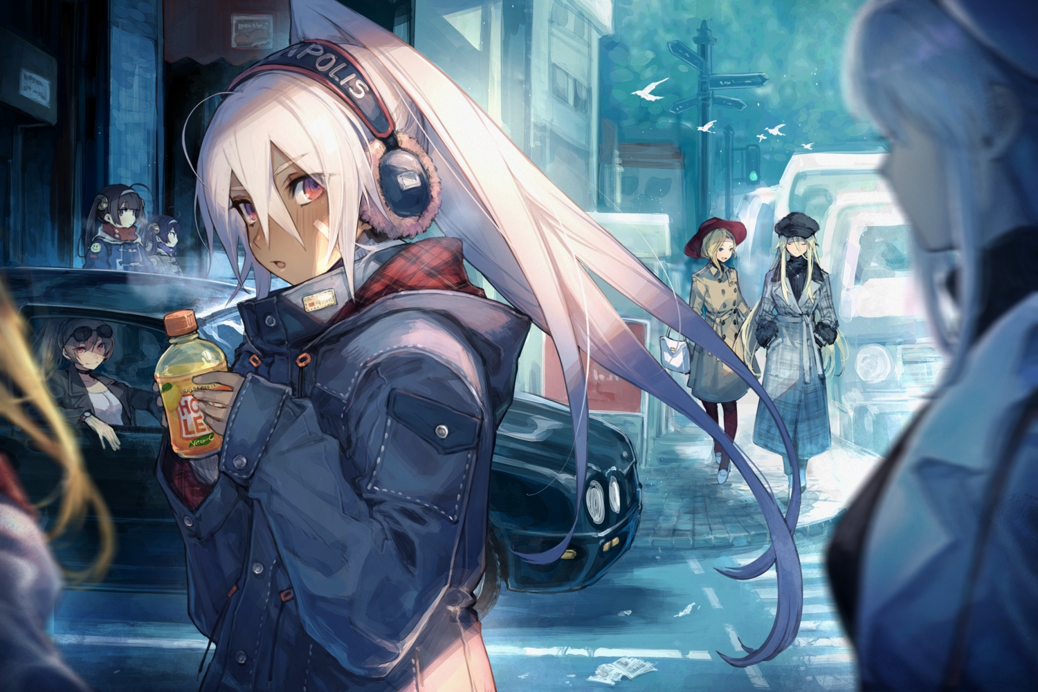 animal, anthropomorphism, azur_lane, bird, bismarck_(azur_lane), black_hair, blonde_hair, brown_hair