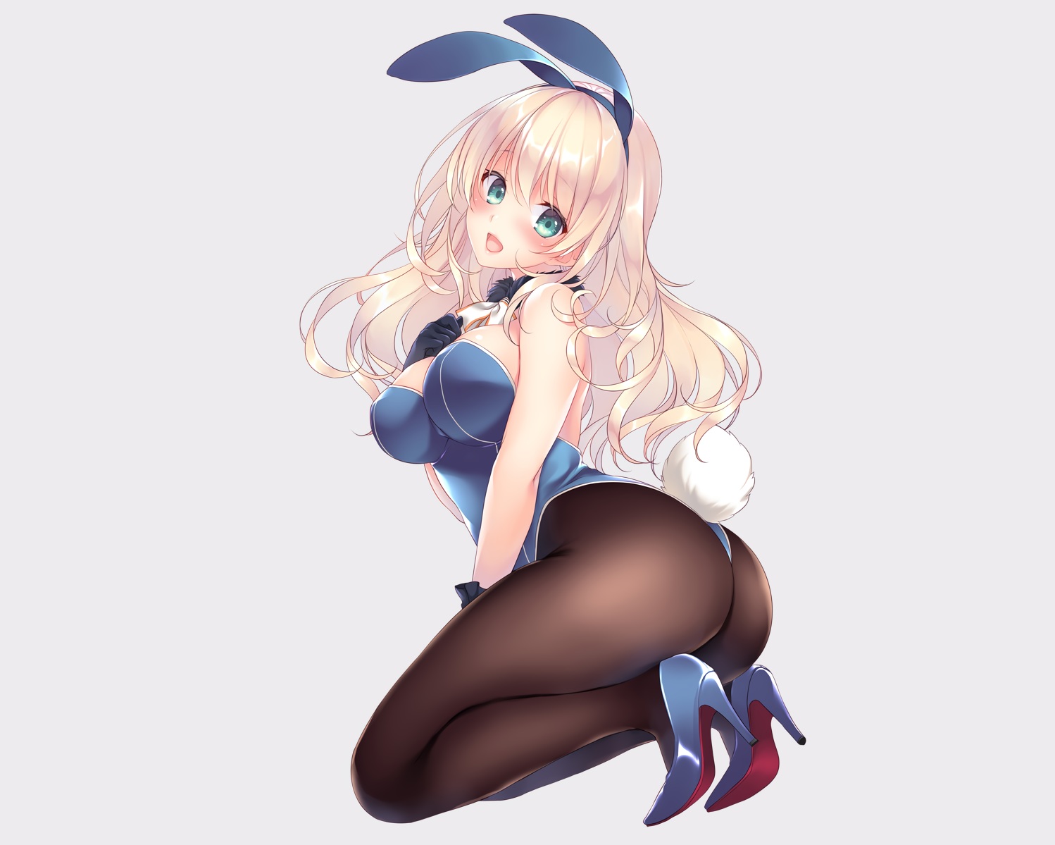 animal_ears, anthropomorphism, ass, atago_(kancolle), ayase_hazuki, blonde_hair, blush, breast_hold
