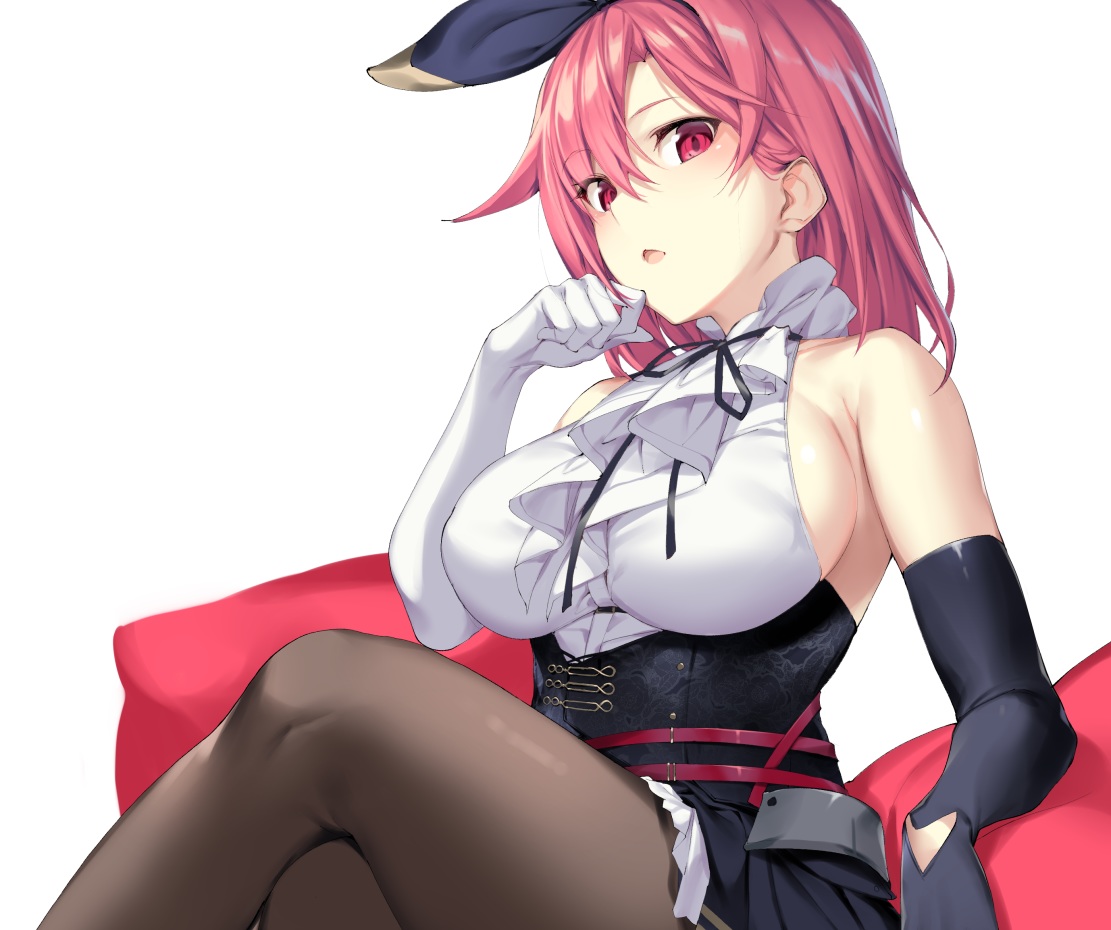 anthropomorphism, azur_lane, black_prince_(azur_lane), breasts, cropped, dress, elbow_gloves, gloves