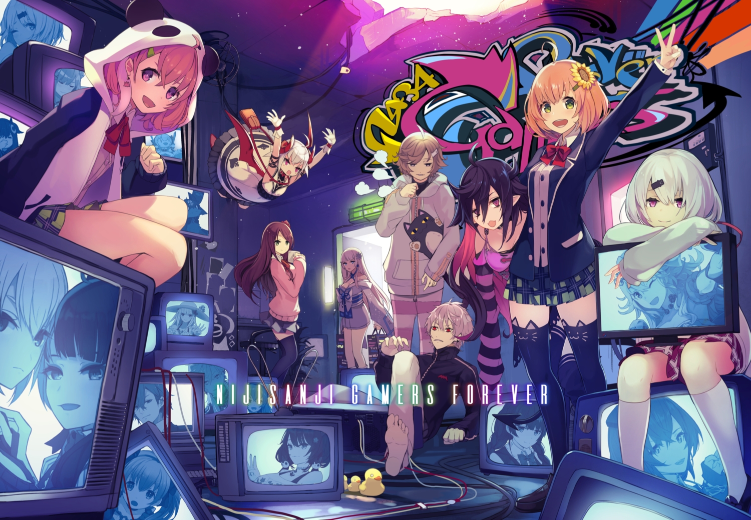 akabane_youko, animal_ears, barefoot, blue_eyes, bow, breasts, brown_hair, cleavage