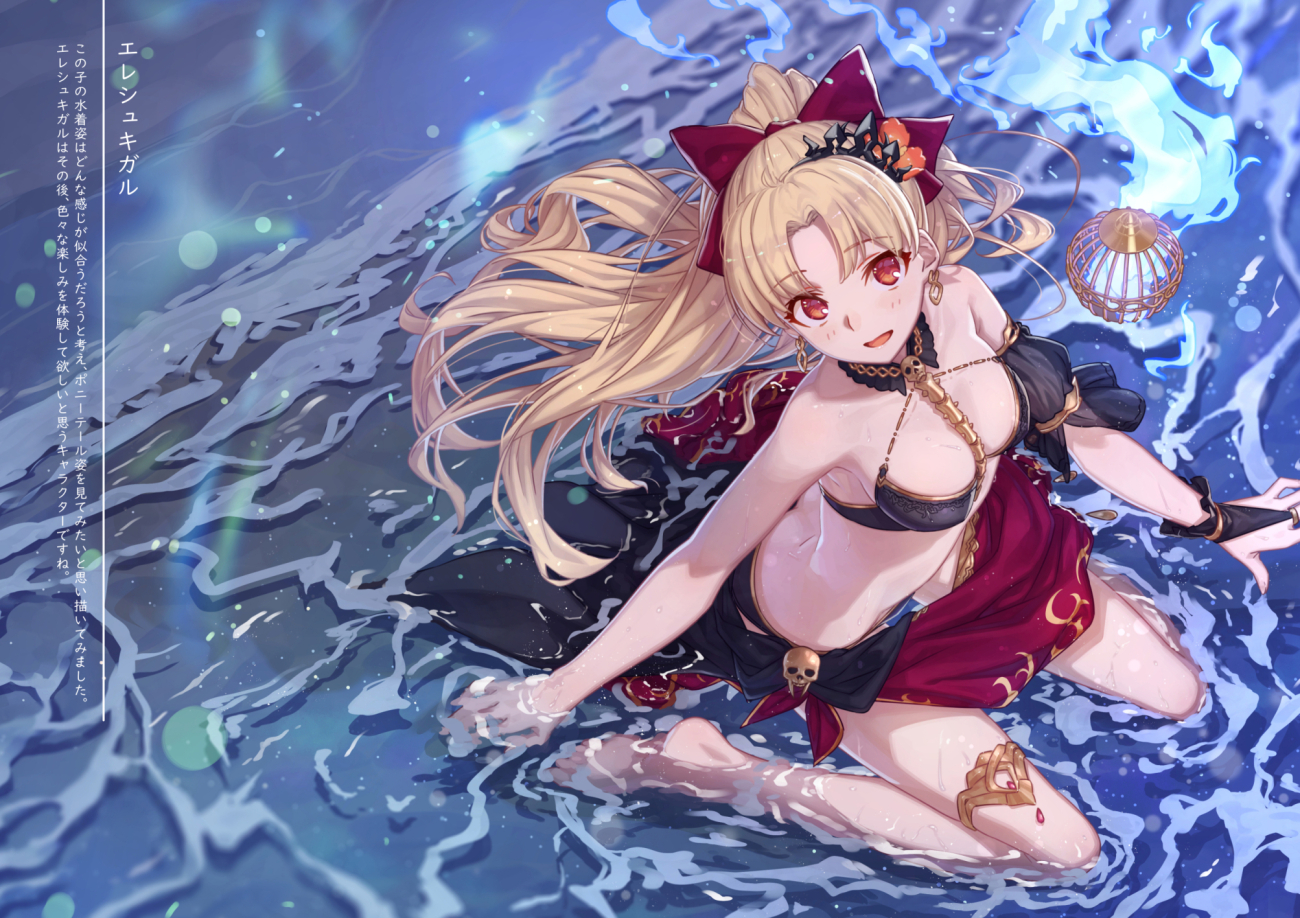 barefoot, bikini, blonde_hair, ereshkigal_(fate/grand_order), fate/grand_order, fate_(series), long_hair, m-ya
