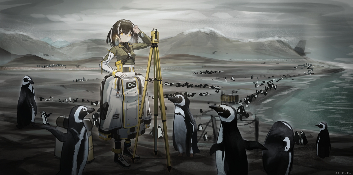 animal, arknights, bird, even_(even_yiwen), magallan_(arknights), penguin, watermark