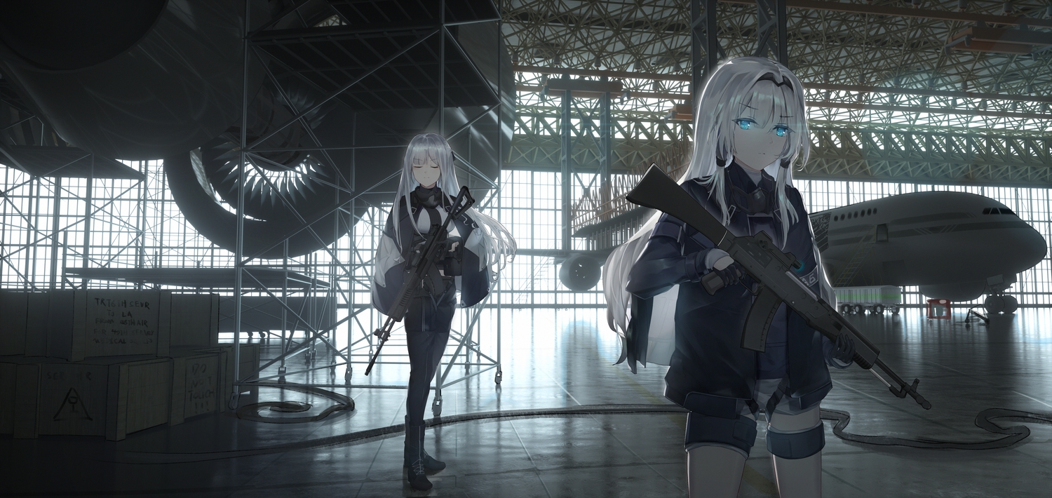 aircraft, ak12_(girls_frontline), an94_(girls_frontline), anthropomorphism, even_(even_yiwen), girls_frontline, gun, long_hair, weapon