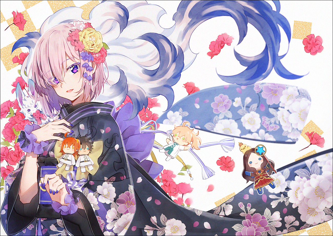 doll, fate/grand_order, fate_(series), flowers, fou_(fate/grand_order), fujimaru_ritsuka_(female), fujimaru_ritsuka_(male), hakusai_(tiahszld)