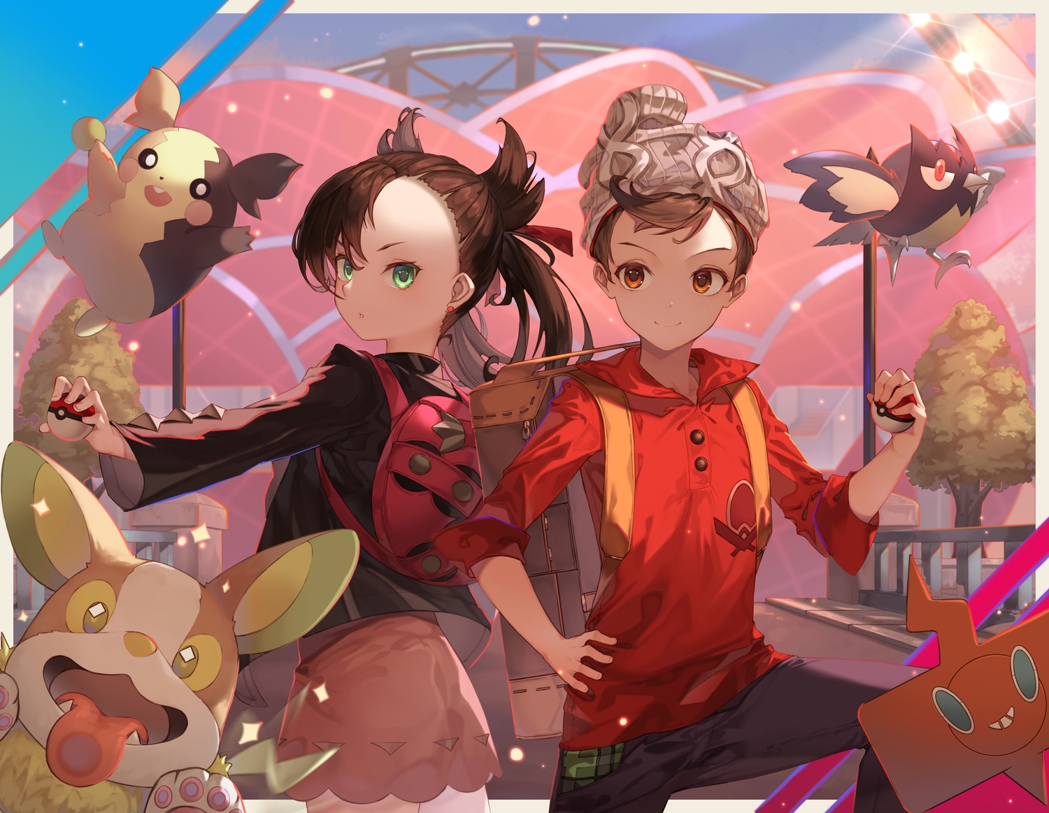 cynd, male, mary_(pokemon), masaru_(pokemon), morpeko, pokemon, rookidee, yamper