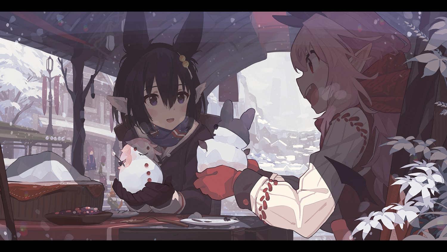 animal_ears, mano_(narumi_arata), narumi_arata, original, pointed_ears, recri, snow