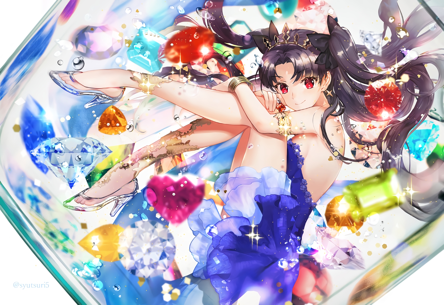 black_hair, dress, fate/grand_order, fate_(series), ishtar_(fate/grand_order), long_hair, red_eyes, shutsuri