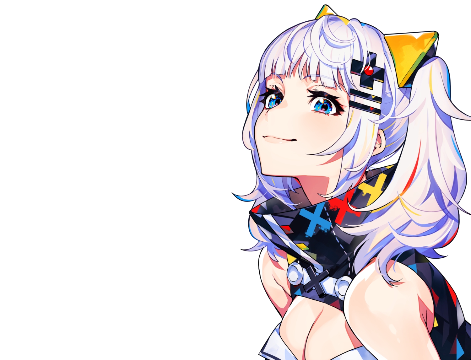 blue_eyes, breasts, cleavage, close, kaguya_luna, mika_pikazo, the_moon_studio, twintails