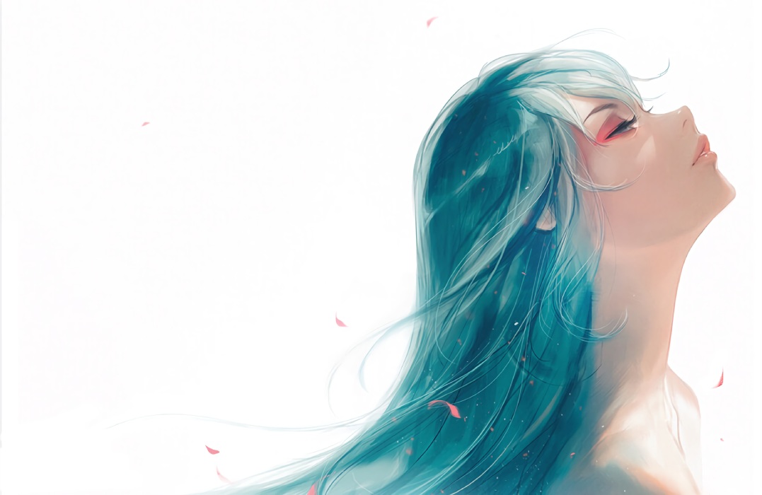aqua_hair, close, long_hair, original, ross_tran, topless, white