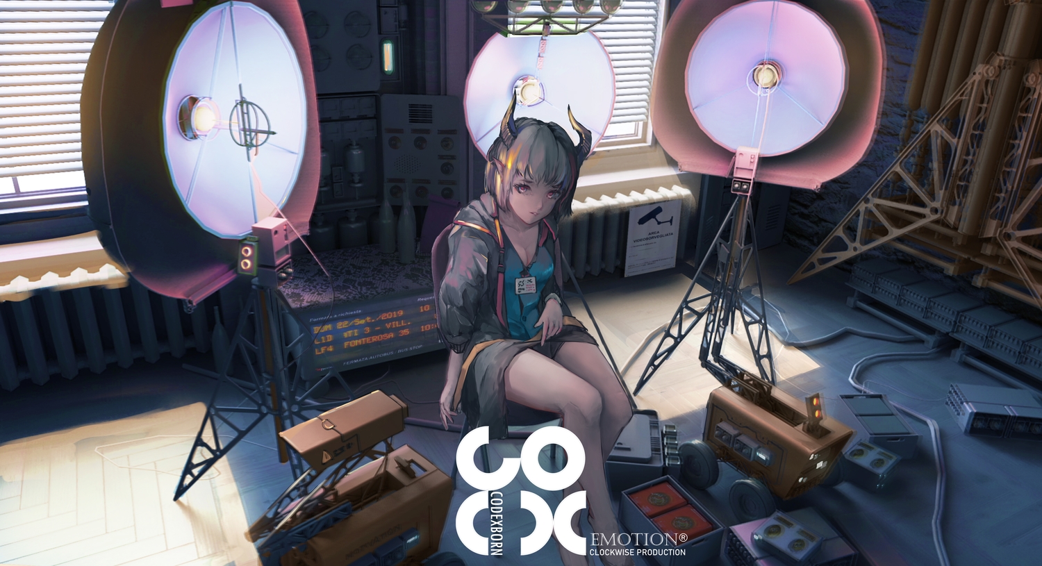 gray_hair, horns, marcowwine, original, pointed_ears, purple_eyes, short_hair