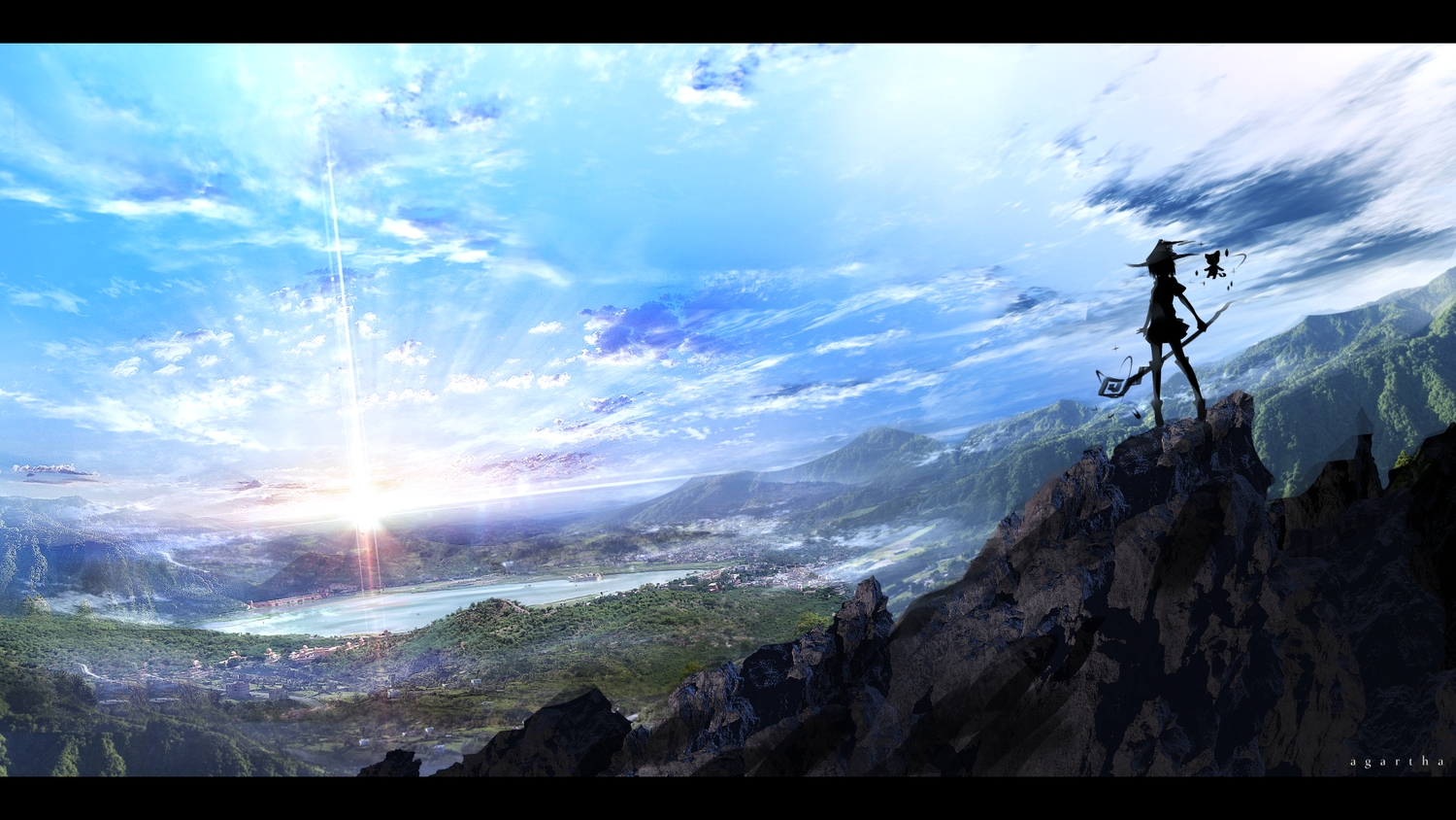 clouds, hat, landscape, original, scenic, silhouette, sky, water