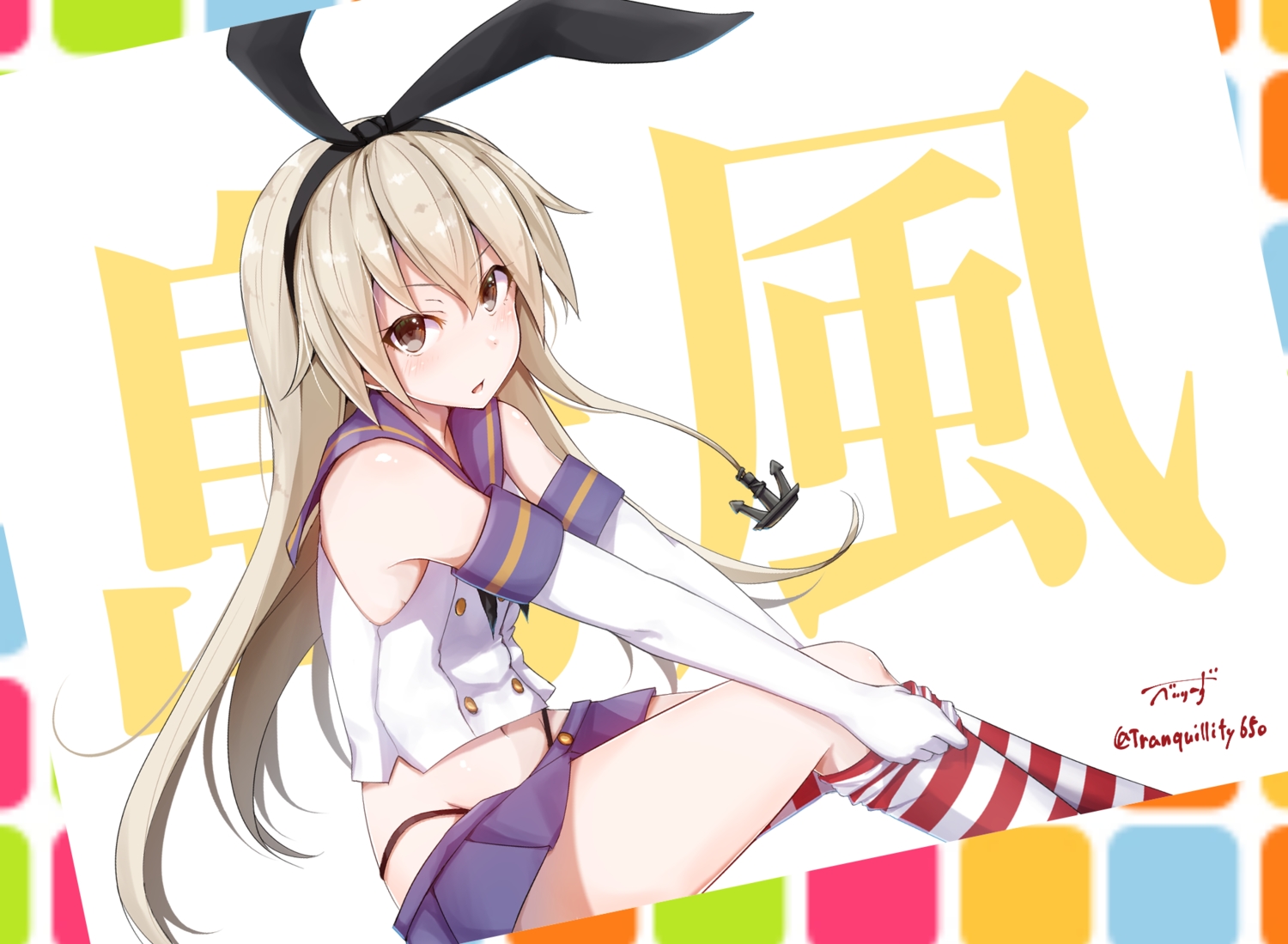 anthropomorphism, baileys_(tranquillity650), blonde_hair, blush, brown_eyes, elbow_gloves, gloves, kantai_collection