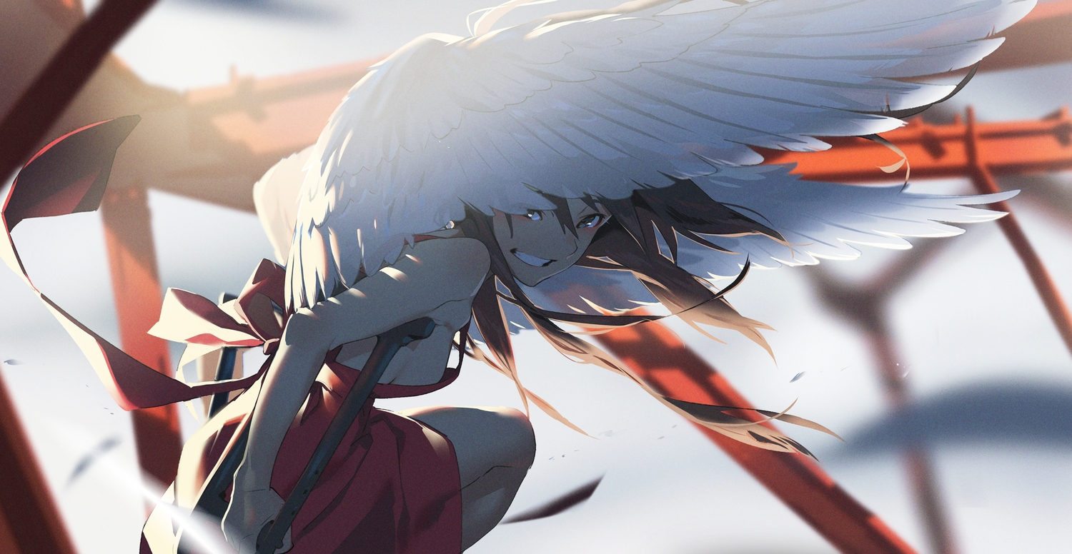 dress, long_hair, original, wings, yoneyama_mai