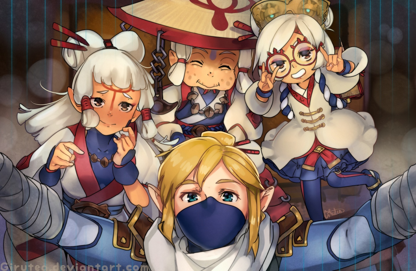 girutea, group, impa_(zelda), link_(zelda), loli, male, paya_(zelda), purah, signed, the_legend_of_zelda, waifu2x, watermark