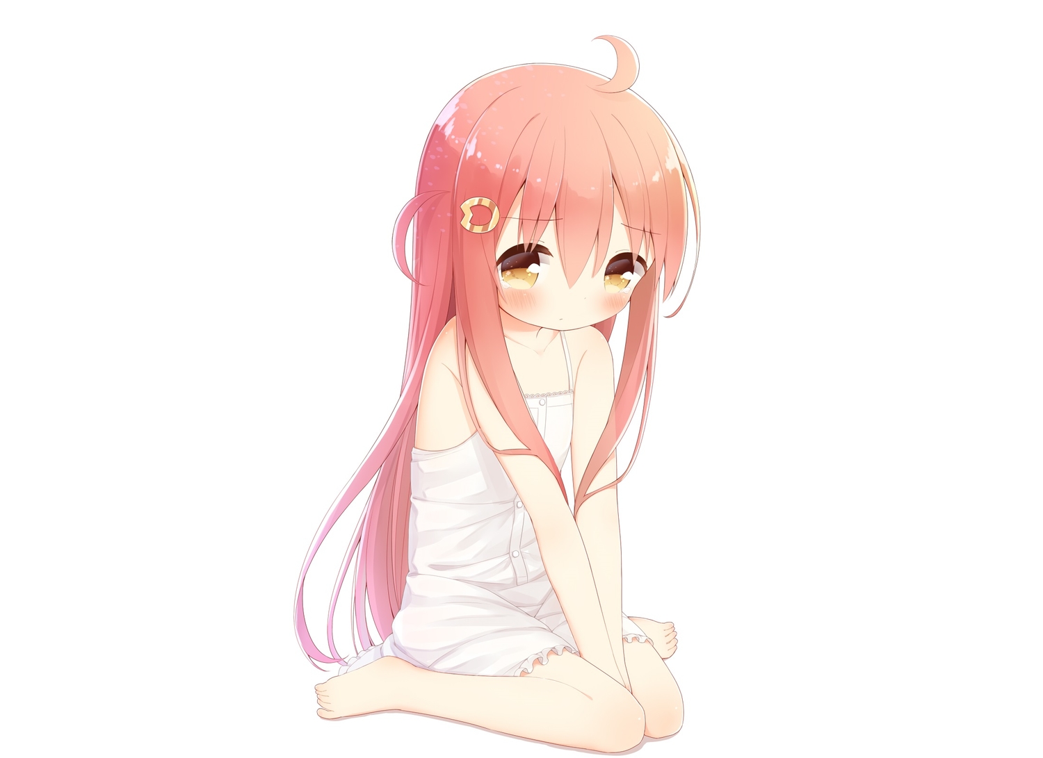 ayanepuna, barefoot, blush, brown_eyes, flat_chest, loli, long_hair, original, red_hair, tears, white