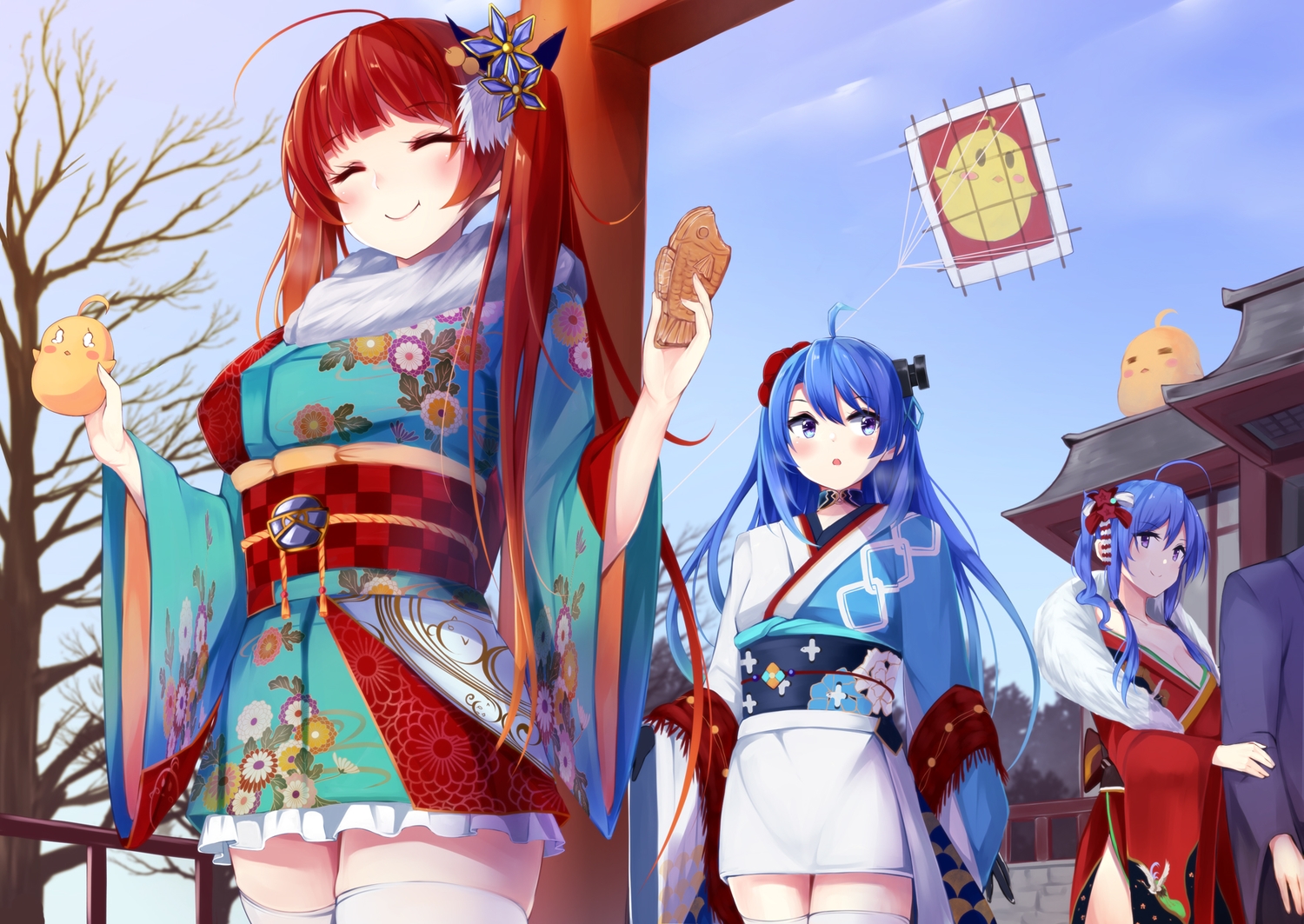 anthropomorphism, aqua_eyes, azur_lane, blue_hair, food, helena_(azur_lane), honolulu_(azur_lane), irohasu