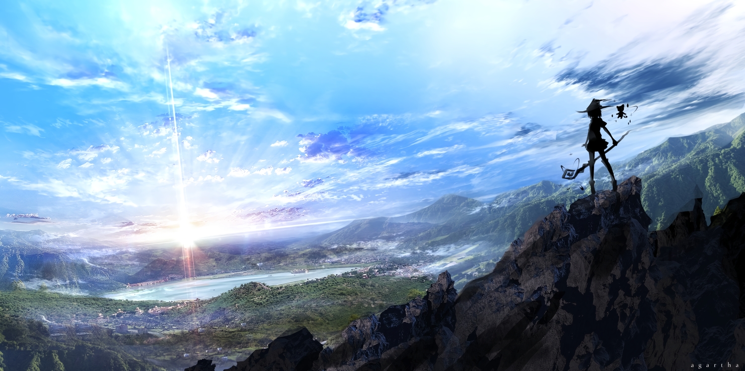 clouds, hat, landscape, original, scenic, silhouette, sky, water