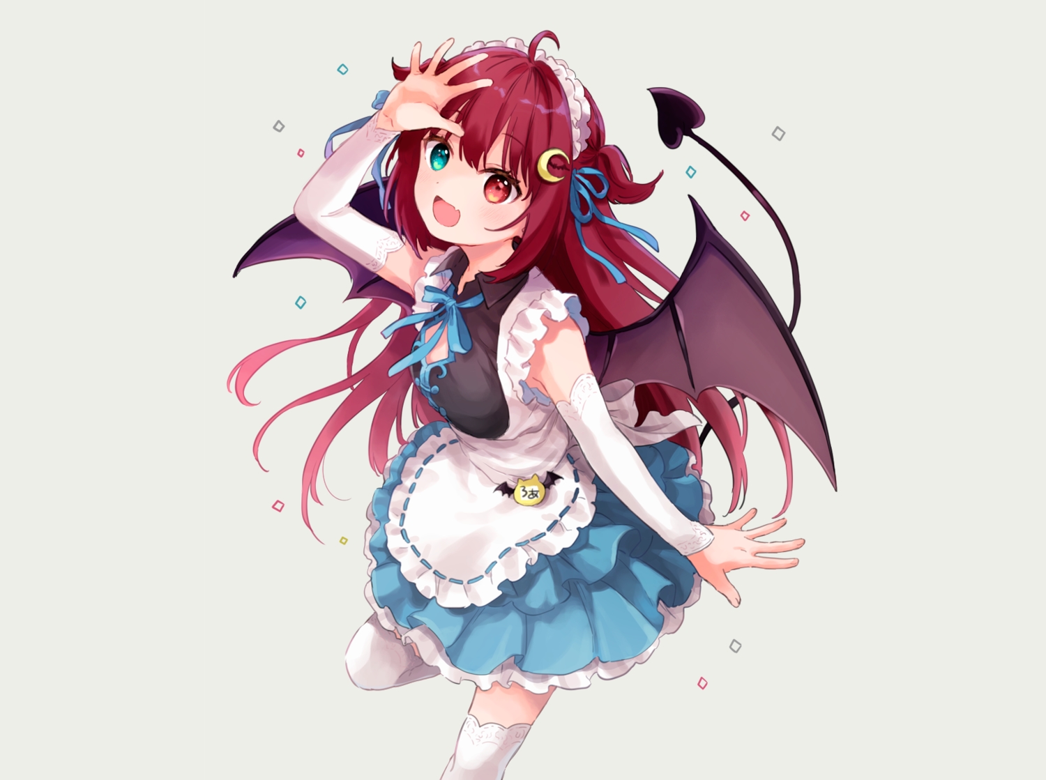 apron, bicolored_eyes, demon, fang, headdress, konayama_kata, long_hair, maid