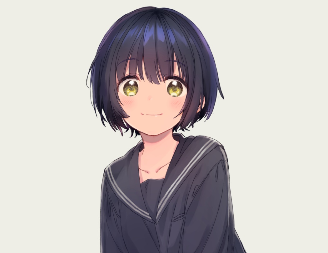 black_hair, blush, cropped, gray, konayama_kata, original, school_uniform, short_hair