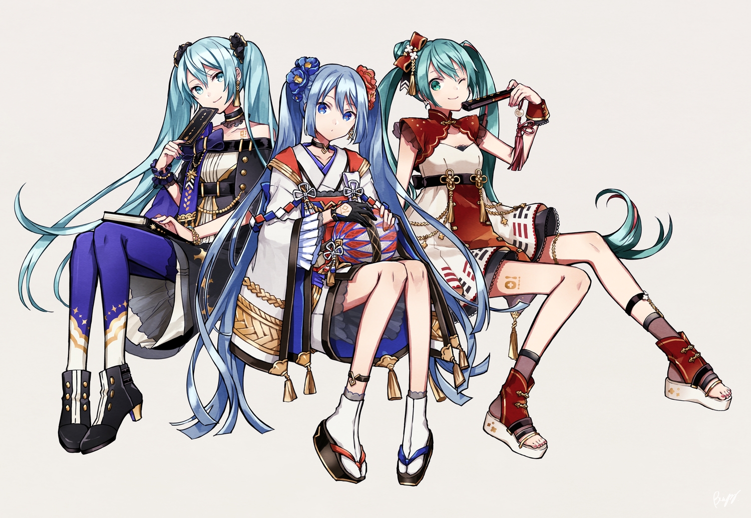 aqua_eyes, aqua_hair, blue_eyes, blue_hair, book, boots, buzz, chinese_clothes