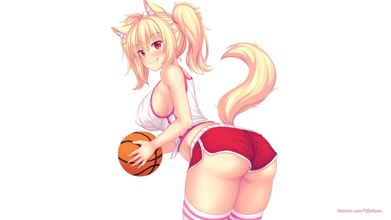 animal_ears, ass, basketball, blonde_hair, breasts, cameltoe, catgirl, fast-runner-2024