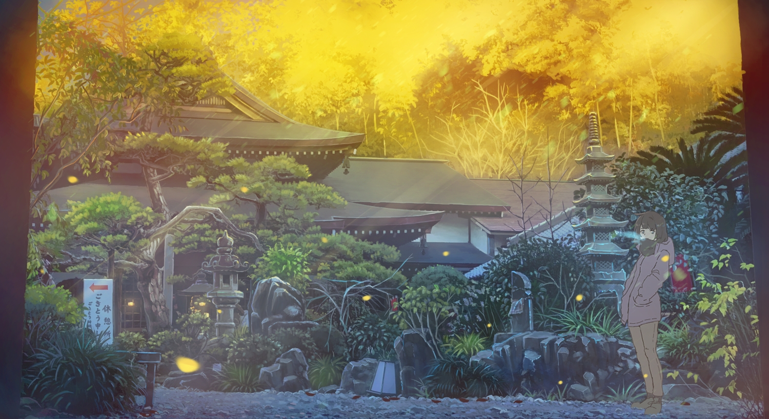 autumn, building, kamo_nasus., leaves, original, scenic, shrine, tree