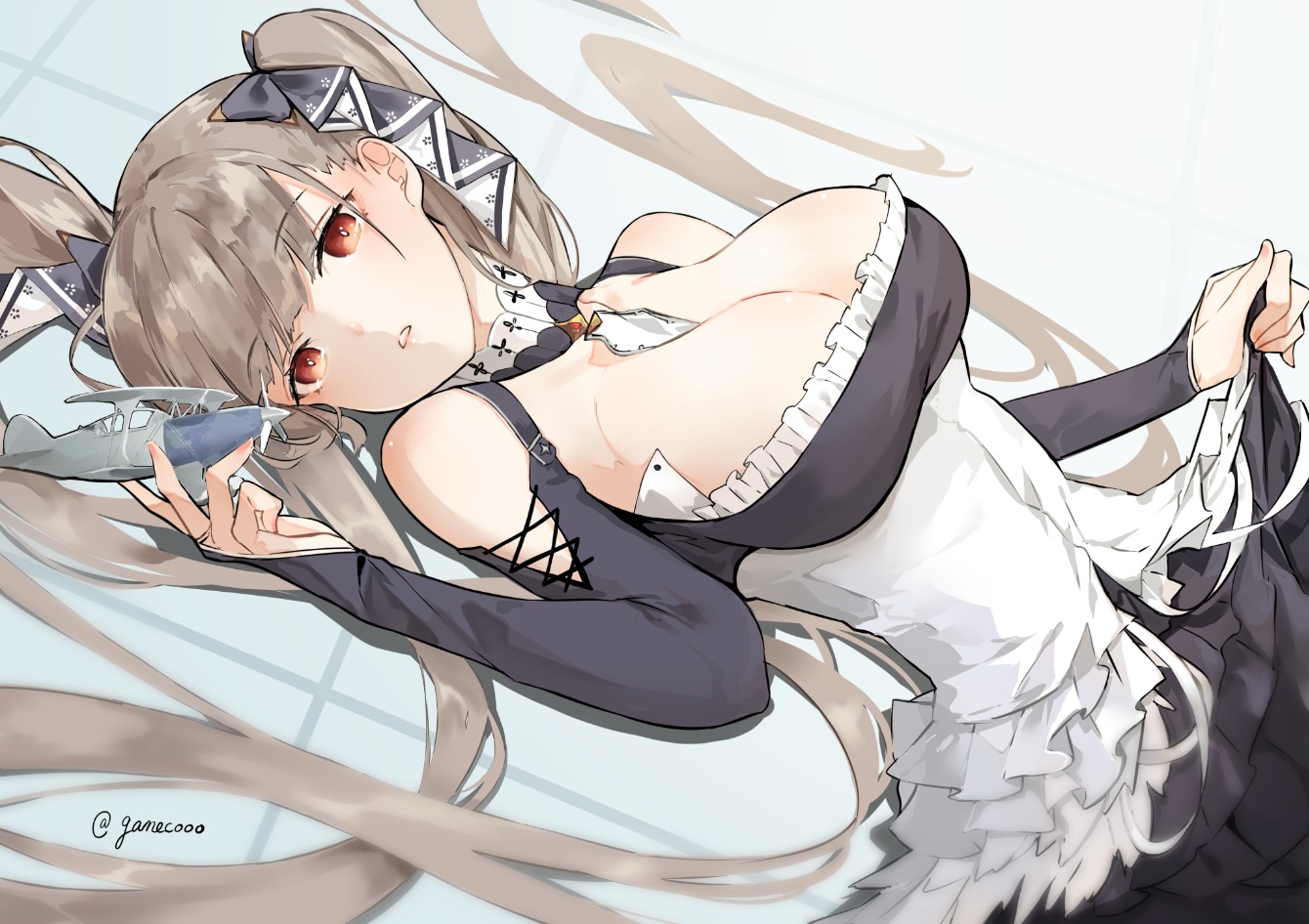anthropomorphism, azur_lane, breasts, brown_eyes, brown_hair, dress, formidable_(azur_lane), long_hair