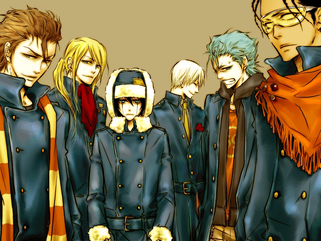 aizen_sousuke, all_male, bleach, grimmjow_jeagerjaques, ichimaru_gin, male, tousen_kaname, ulquiorra_schiffer