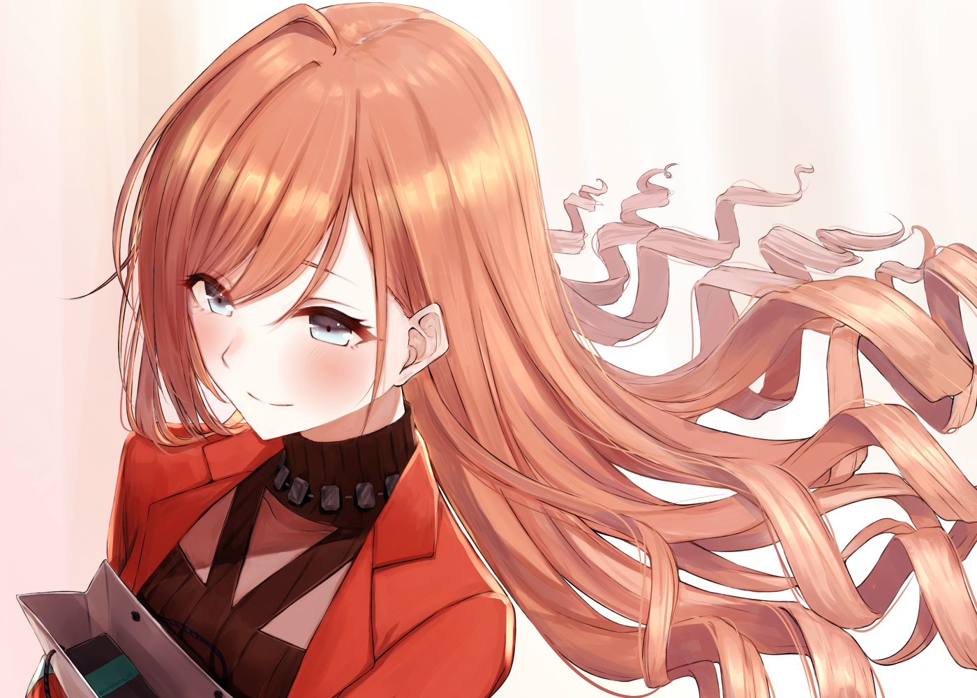 aqua_eyes, arisugawa_natsuha, brown_hair, harukana_(harukana_10), idolmaster, idolmaster_shiny_colors, long_hair, valentine