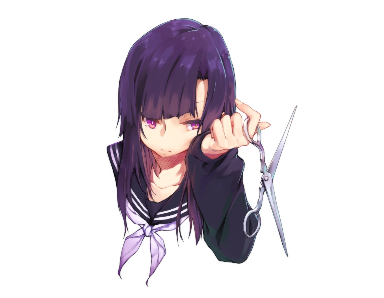halfway, long_hair, original, purple_eyes, purple_hair, school_uniform, white
