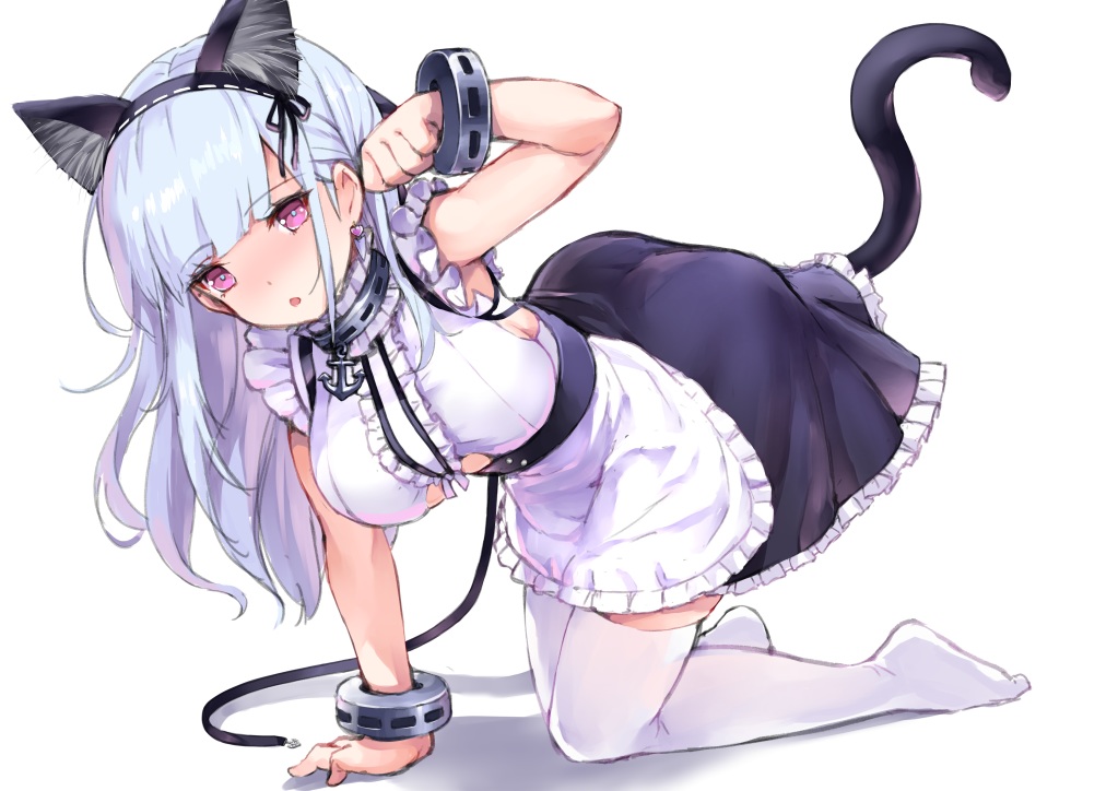 animal_ears, anthropomorphism, apron, azur_lane, catgirl, dido_(azur_lane), headband, long_hair