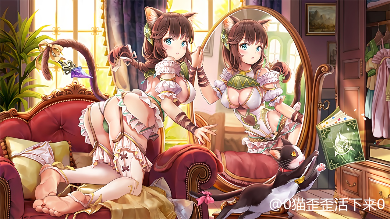 animal, animal_ears, ass, atelier, atelier_sophie, barefoot, bell, blush