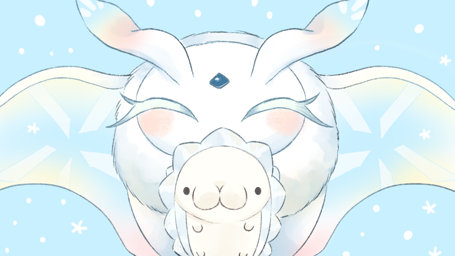cyan, frosmoth, no_humans, pokemon, polychromatic, siratamairipafe, snom