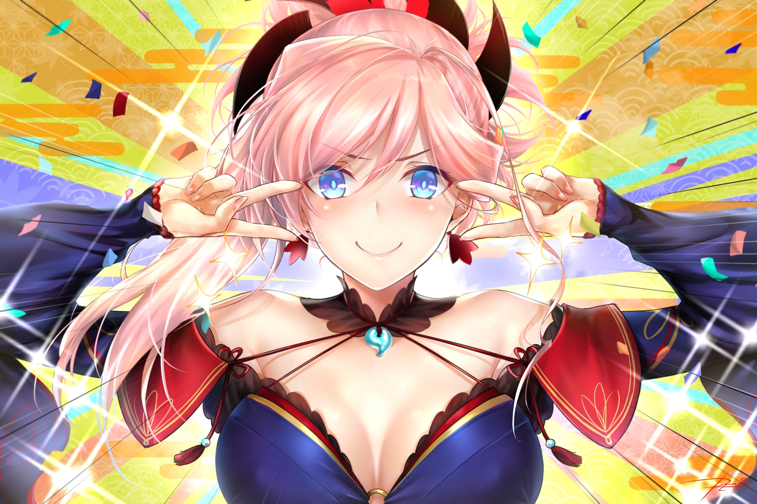 aqua_eyes, blush, breasts, fate/grand_order, fate_(series), long_hair, miyamoto_musashi_(fate/grand_order), parody