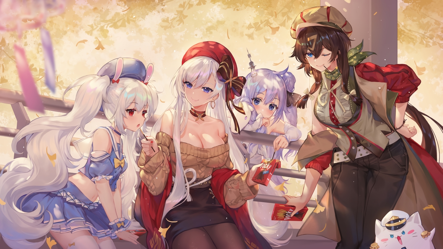 animal, animal_ears, anthropomorphism, ark_royal_(azur_lane), autumn, azur_lane, belfast_(azur_lane), blue_eyes
