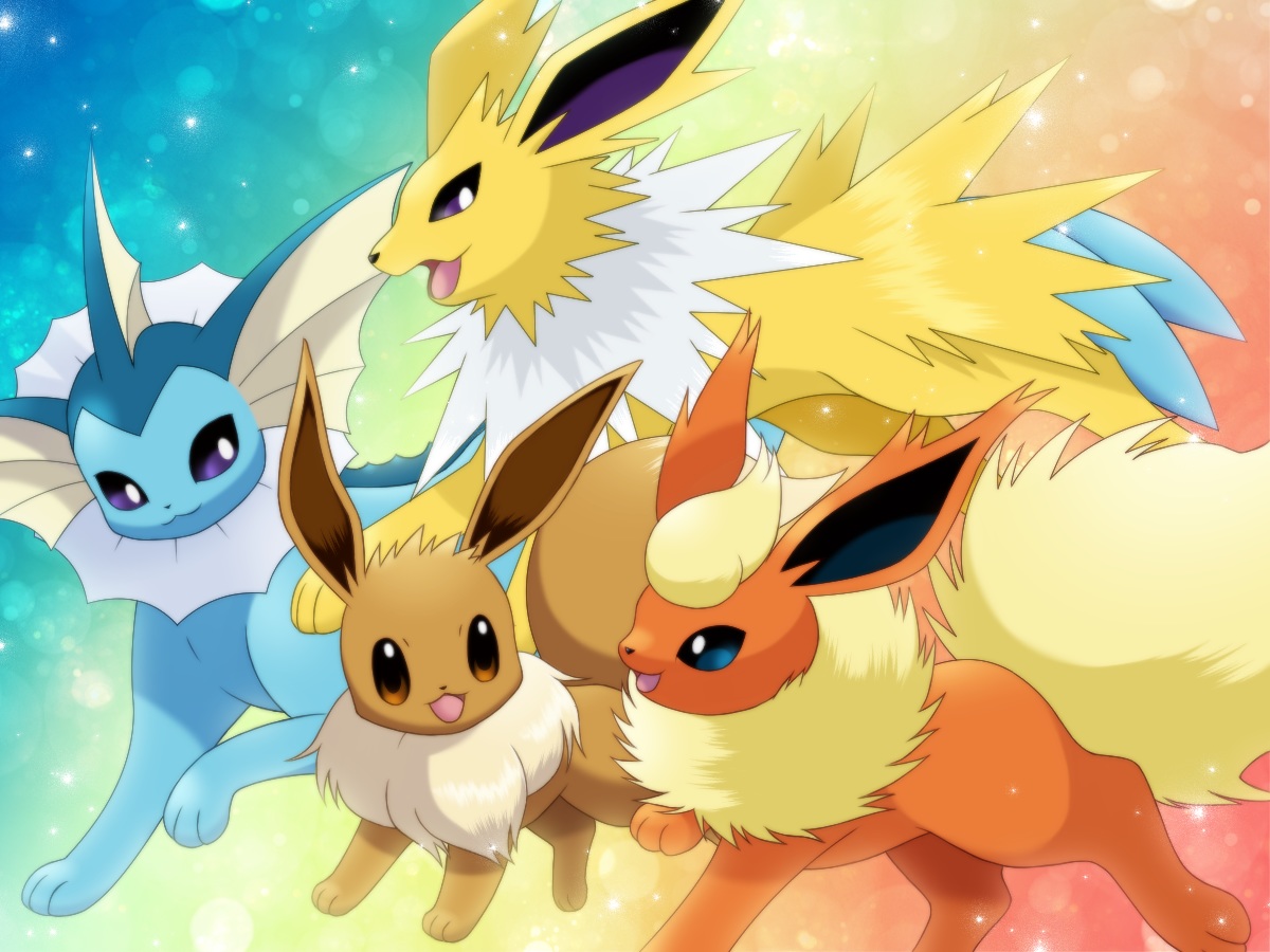 eevee, flareon, jolteon, maiko_(mimi), no_humans, pokemon, vaporeon