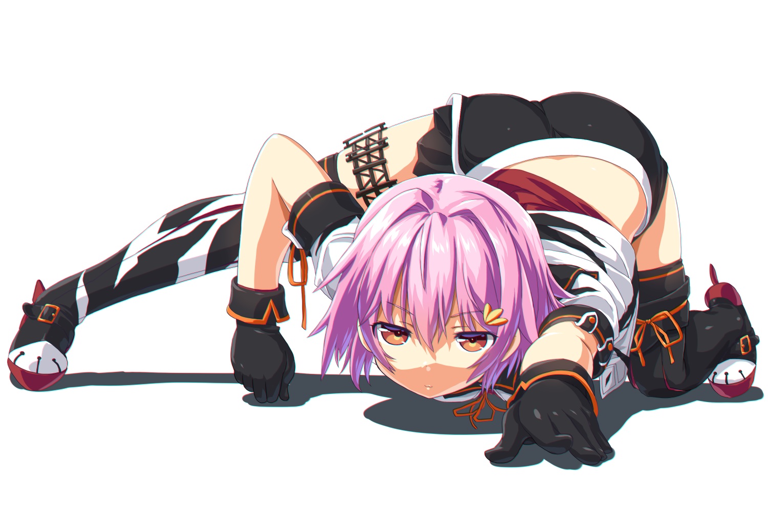 anthropomorphism, ass, dd_(ijigendd), gloves, kantai_collection, purple_hair, red_eyes, short_hair