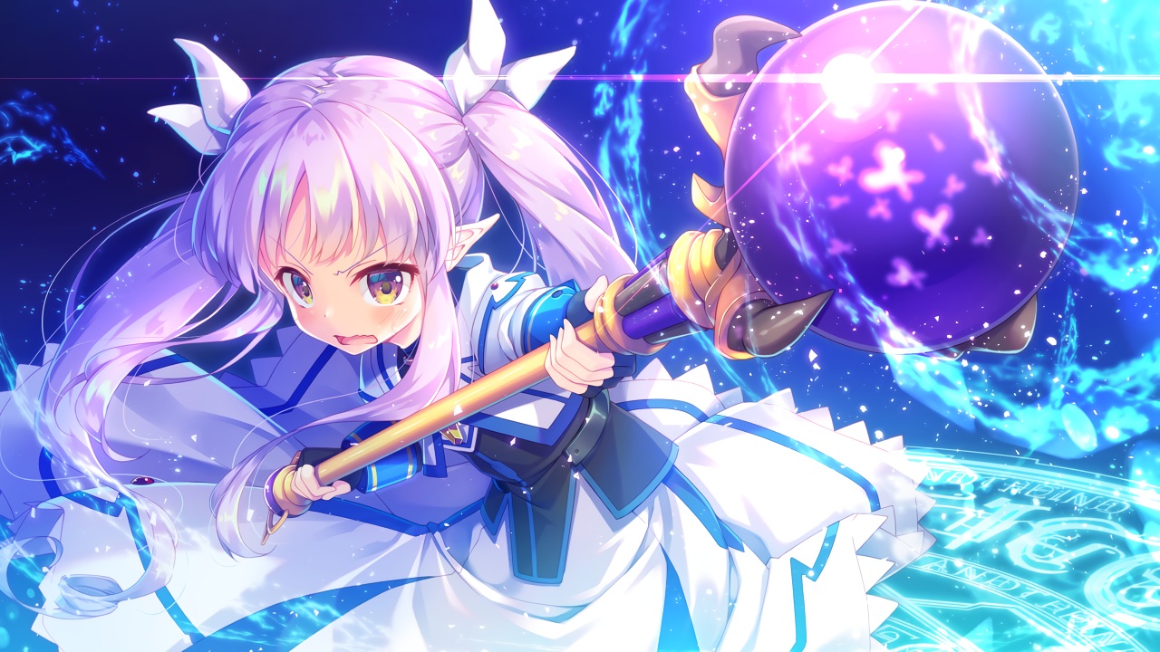 blush, cosplay, hikawa_kyoka, loli, magic, mahou_shoujo_lyrical_nanoha, masaki_kei, pointed_ears