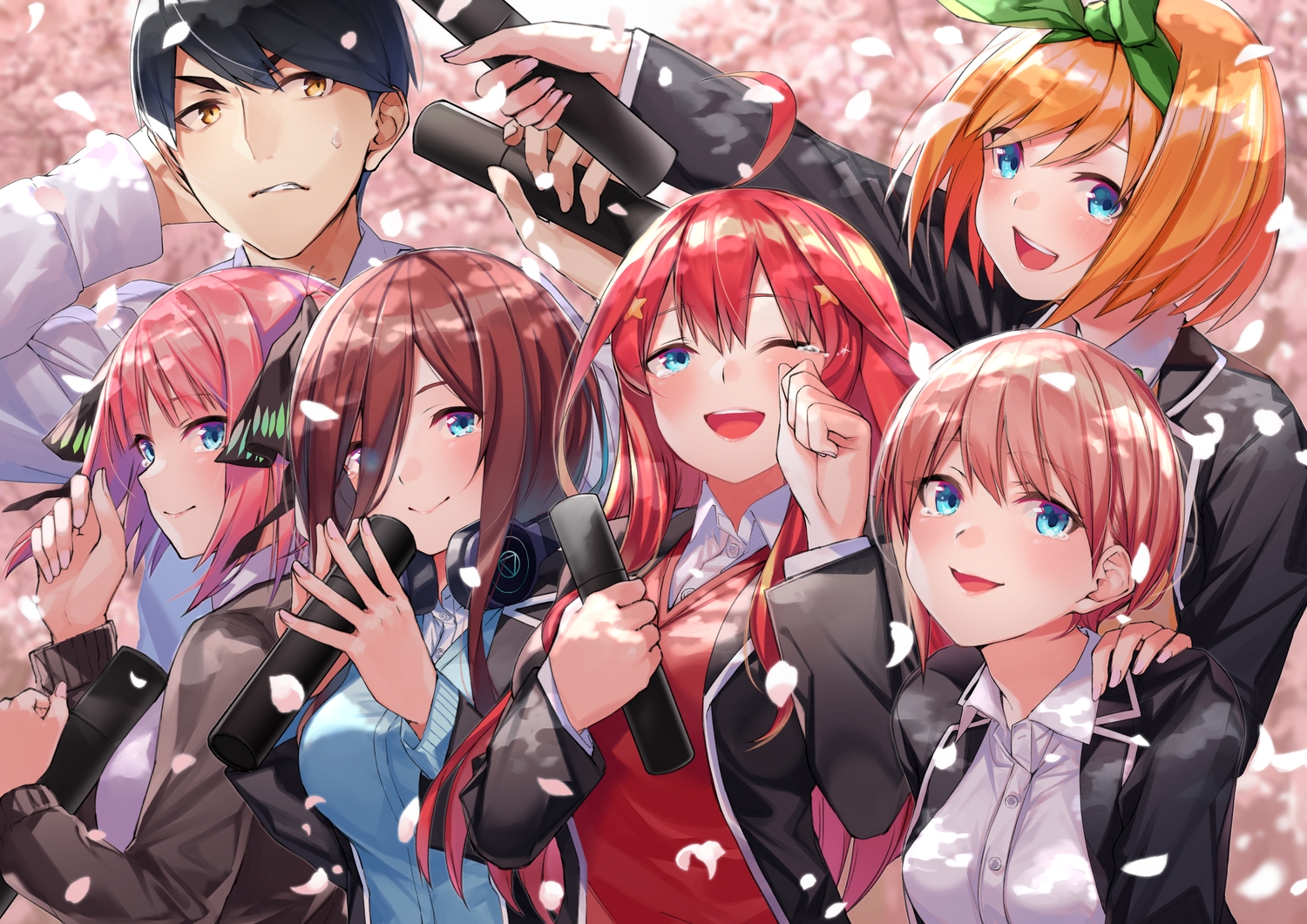 blue_eyes, go-toubun_no_hanayome, group, headphones, long_hair, male, nakano_ichika, nakano_itsuki