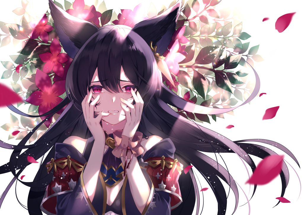 animal_ears, close, crying, flowers, granblue_fantasy, long_hair, nier_(granblue_fantasy), peki9606